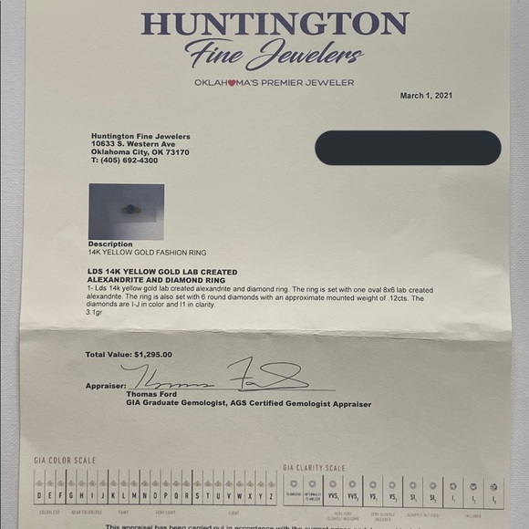 14k Yellow Gold Diamond and Alexandrite Ring - Picture 16 of 16